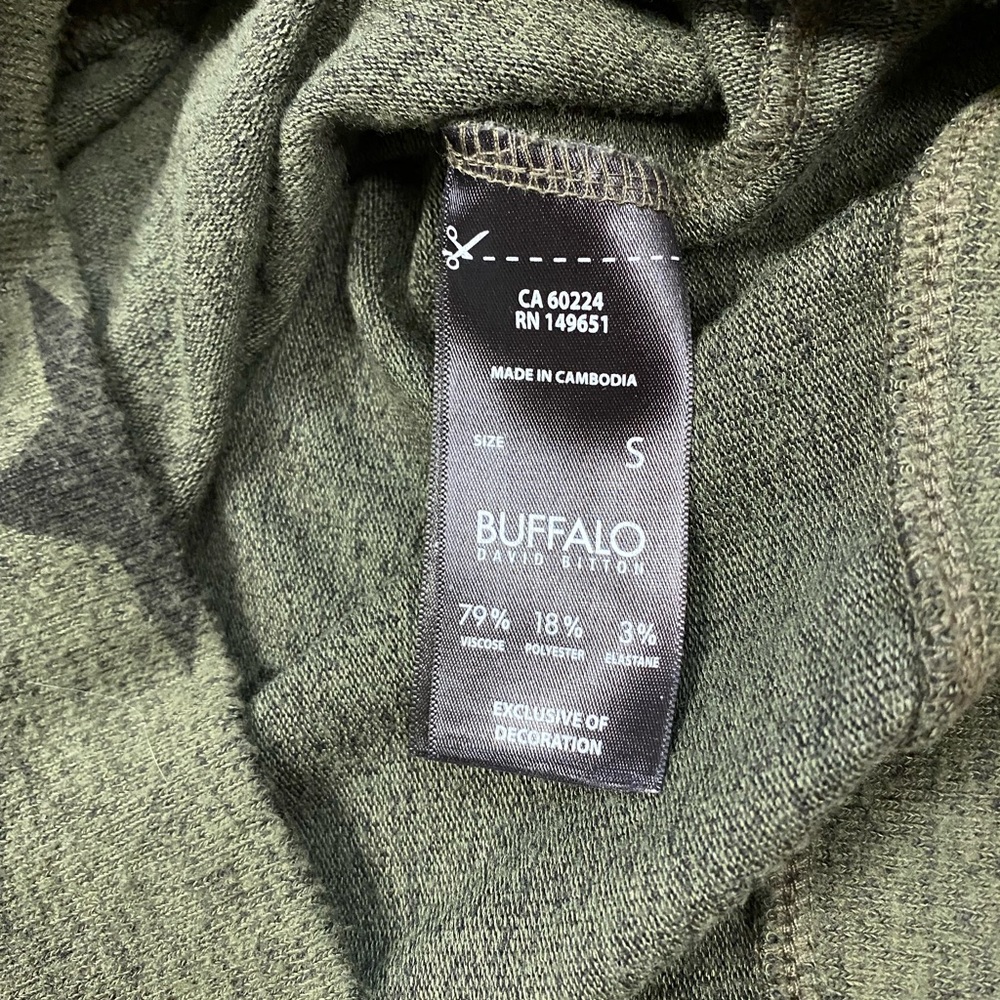 Women’s Buffalo David Bitton Olive Green Long Sleeve Crewneck Shirt S - Picture 5 of 9